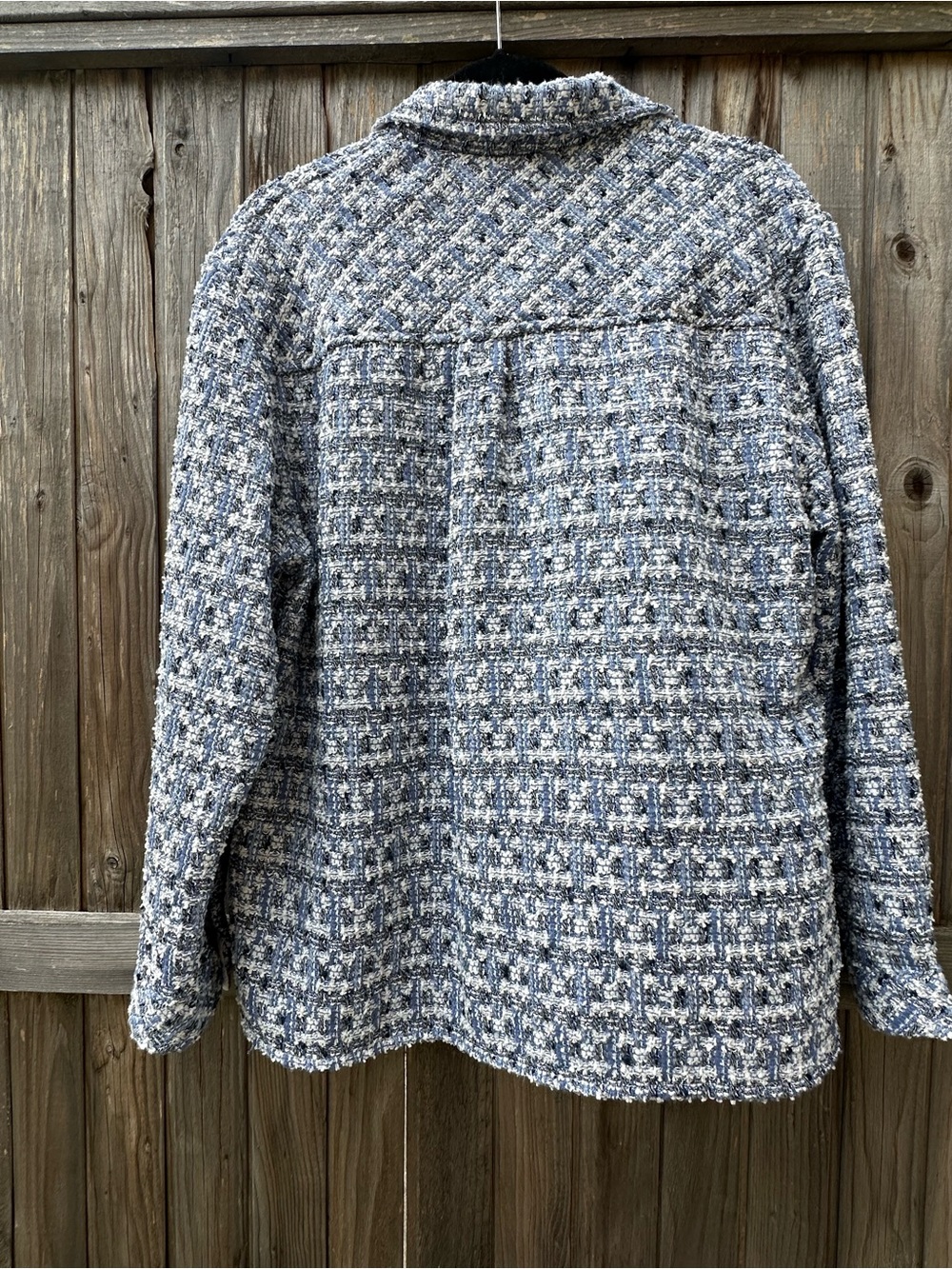 Blue Tweed Button-Front Jacket - Picture 4 of 5